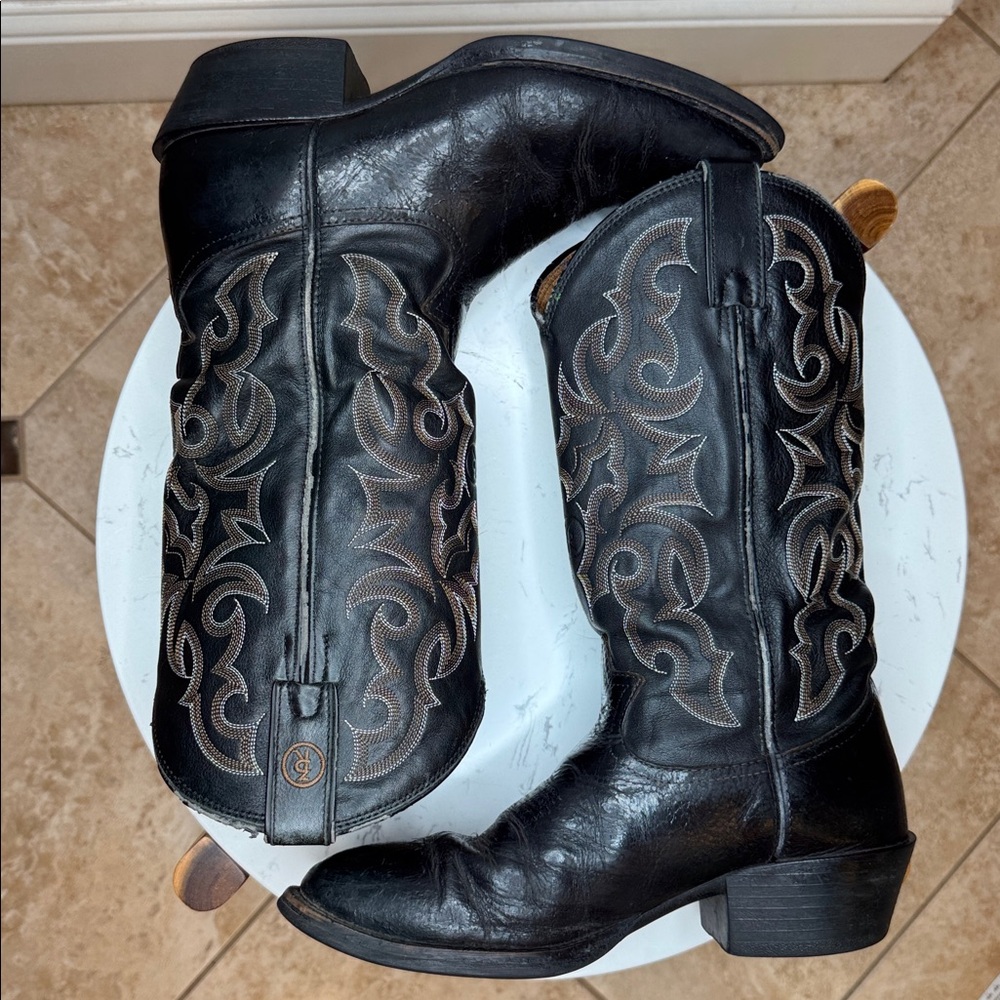 Tony Lama Black and Brown Cowboy Western Leather Boots style RR4001 - 8D - Picture 11 of 16